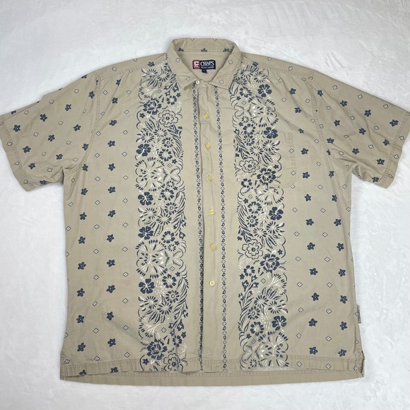 Ralph Lauren Other - Chaps Ralph Lauren Button Down Cotton Men XL Tan Good Floral Geometric Shirt